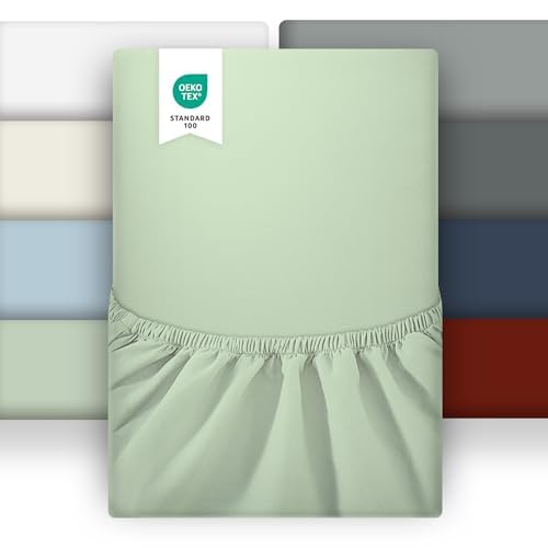 puredown 2er Set Spannbettlaken 150x190cm Mikrofaser Bettlaken für Matratzen bis zu 25-30cm, Angenehm Atmungsaktive Spannbetttücher Bettwäsche,Oeko-Tex, Grün von puredown