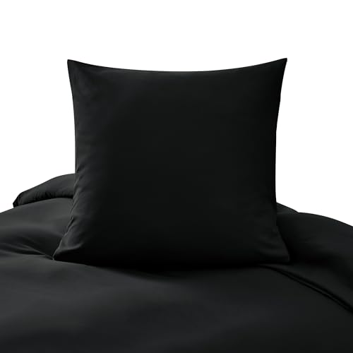 puredown Bettbezüge 135x200cm + 1er Kissenbazug 80x80cm - Mikrofaser Atmungsaktive Superweich, Oeko-Tex Bettwäsche-Sets, 2 teilig, Schwarz von puredown