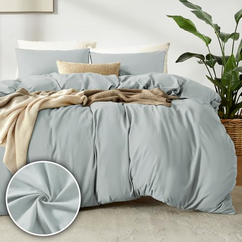 puredown Bettbezüge 200x200cm + 2er Kissenbazug 65x65cm - Mikrofaser Atmungsaktive Superweich, Oeko-Tex Bettwäsche-Sets, 3 teilig, Mondlichtgrau von puredown