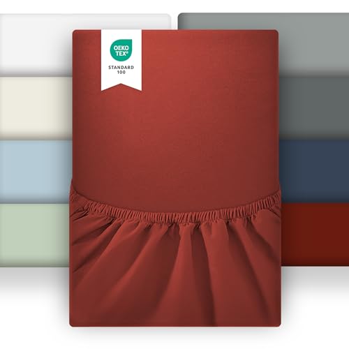 puredown Spannbettlaken 90x200cm Mikrofaser Bettlaken für Matratzen bis zu 25-30cm, Angenehm Atmungsaktive Spannbetttücher Bettwäsche,Oeko-Tex Zertifiziert, Rot von puredown
