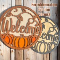 Herbst Willkommensschild - Holz Kürbis Deko -Türschild Werlcome -Herbstdekoration -Handgemacht -Personalisierbar -Innen Dekoration -Saisonal Herbst Willkommensschild - Holz Kürbis Deko -Türschild Werlcome -Herbstdekoration -Handgemacht -Personalisierbar -Innen Dekoration -Saisonal von puregravure