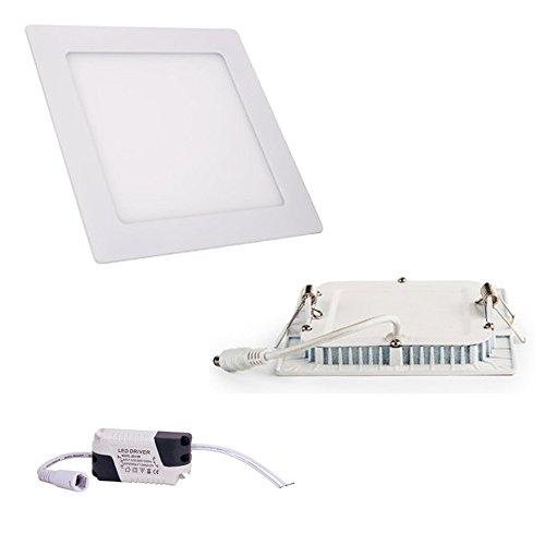 pureled LED Panel Lampe Ultraslim Deckenleuchte Einbauleuchte Wandleuchte mit Trafo 230V 6W12W18W24W warmweiß/neutralweiß Rund/Eckig (12W Eckig Neutralweiß) von pureled