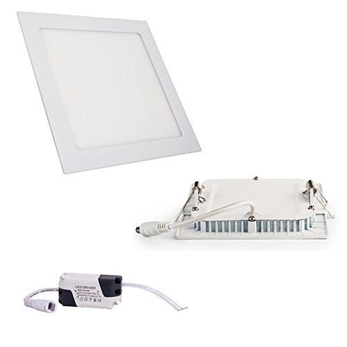 pureled LED Panel Lampe Ultraslim Deckenleuchte Einbauleuchte Wandleuchte mit Trafo 230V 6W12W18W24W warmweiß/neutralweiß Rund/Eckig (18W Eckig Warmweiß) von pureled