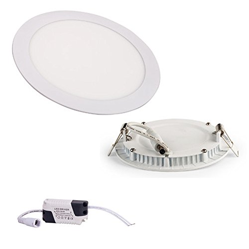 LED Panel Lampe Ultraslim Deckenleuchte Einbauleuchte Wandleuchte mit Trafo 230V 6W12W18W24W warmweiß/neutralweiß Rund/Eckig (18W Rund Neutralweiß) von pureled