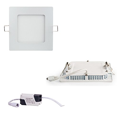 LED Panel Lampe Ultraslim Deckenleuchte Einbauleuchte Wandleuchte mit Trafo 230V 6W12W18W24W warmweiß/neutralweiß Rund/Eckig (6W Eckig Warmweiß) von pureled