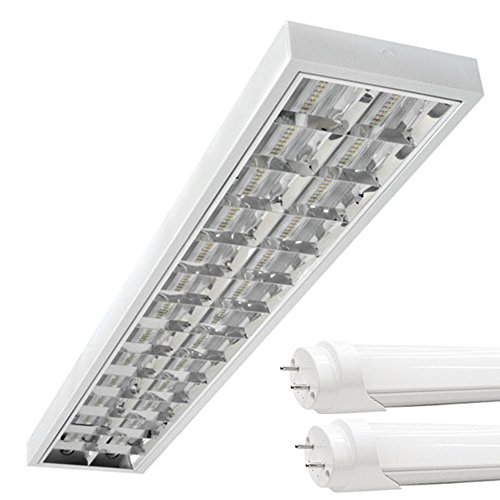 pureled LED Rasterleuchten mit 2X T8 LED 120cm 18W kaltweiß 6500K G13 Bürolampe von pureled