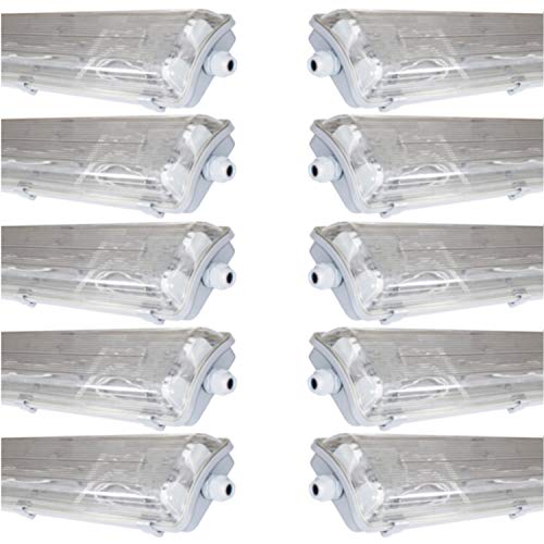 pureled SET 10x LED Feuchtraumleuchte Wannenleuchte Keller Werkstatt IP65 20x T8 LED 150cm 24W 4000K G13 Bürolampe von pureled