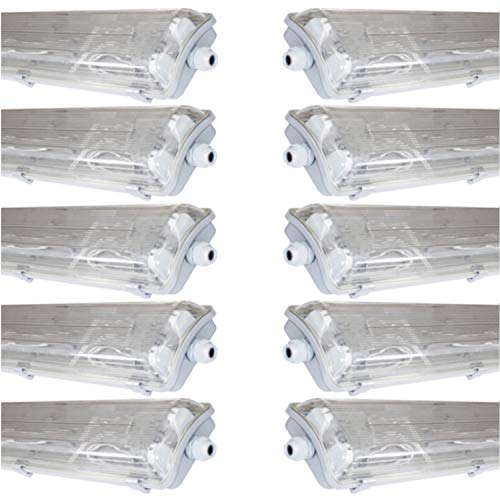 pureled SET 10x LED Feuchtraumleuchte Wannenleuchte Keller Werkstatt IP65 20x T8 LED 150cm 24W 6500K G13 Bürolampe von pureled