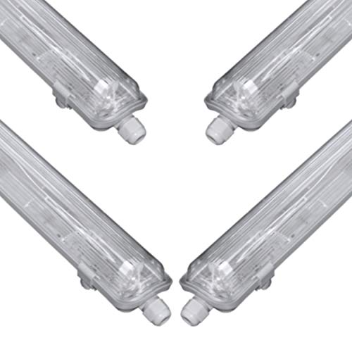 pureled SET 4x LED Feuchtraumleuchte Wannenleuchte Keller Werkstatt IP65 4x T8 LED 150cm 22W 4000K G13 Bürolampe von pureled