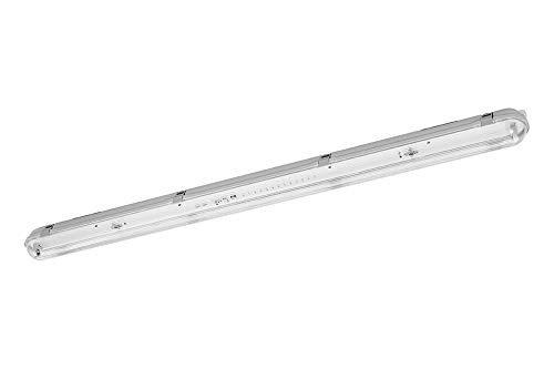 pureled SET LED Feuchtraumleuchte Wannenleuchte IP65 mit 1X T8 LED 23W warmweiß 3000K G13 150cm Bürolampe von pureled