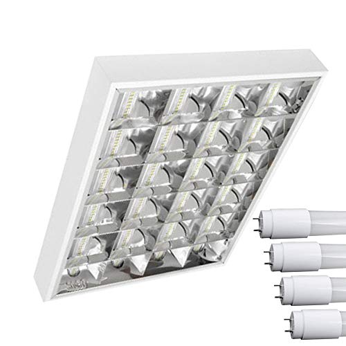 TOP SET LED Rasterleuchten mit 4X T8 LED 9W warmweiß 3000K G13 Bürolampe Rasterlampe von pureled