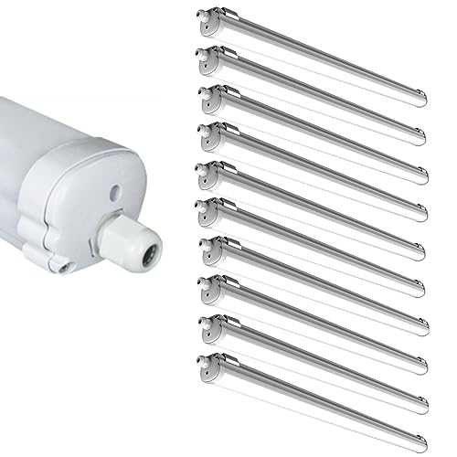 pureled 36W LED Feuchtraumleuchte IP65 120cm Wannenleuchte Kaltlweiß 6000K Werkstatt Garage Keller (10er Set) von pureled