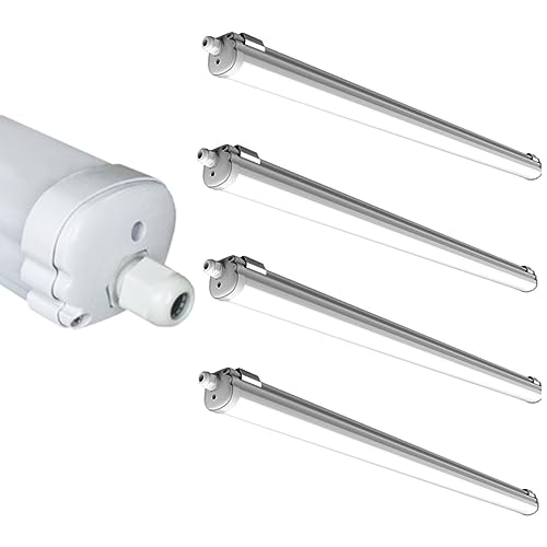 pureled 36W LED Feuchtraumleuchte IP65 120cm Wannenleuchte Neutralweiß 4000K Werkstatt Garage Keller (4er Set) von pureled