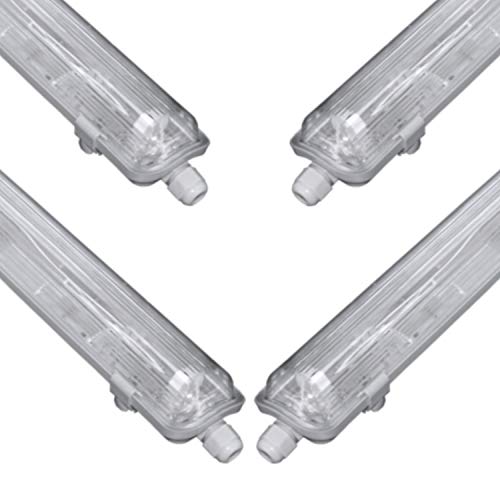 pureled SET 4x LED Feuchtraumleuchte Wannenleuchte Keller Werkstatt IP65 4x T8 LED 150cm 22W 4000K G13 Bürolampe von pureled