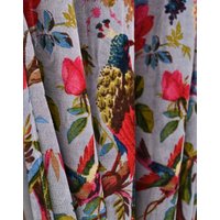 Vintage Baumwolle Samt Hellblau Grau Farbe Vogel Print Luxus Vorhang, Boho Drapiert Einweihungsgeschenk von pureprintjpr