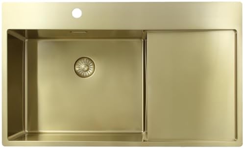 Pure.Sink Exclusivo Goldene Spüle mit Abtropfbereich 86x52 cm Tapwing links PEX5086LT-60 von puresink