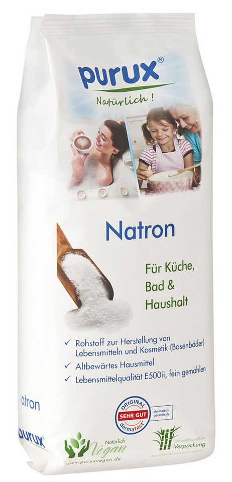 purux Back-Set Natron Pulver 1kg, Lebensmittelqualität nachhaltig verpackt, Back Soda, Lebensmittequalität E500 ii von purux