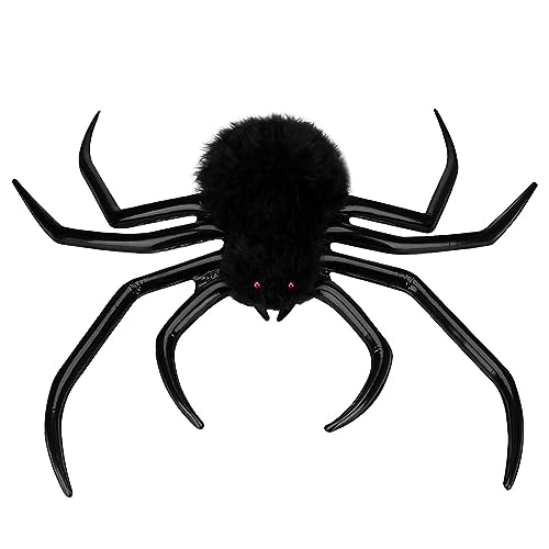 Halloween-Spinnendekorationen | Halloween aufblasbare Spinne | 45 Zoll Schwarze realistische gefälschte Spinne | Riesige gefälschte Spinne für Halloween-Dekoration im Freien von puzzlegame