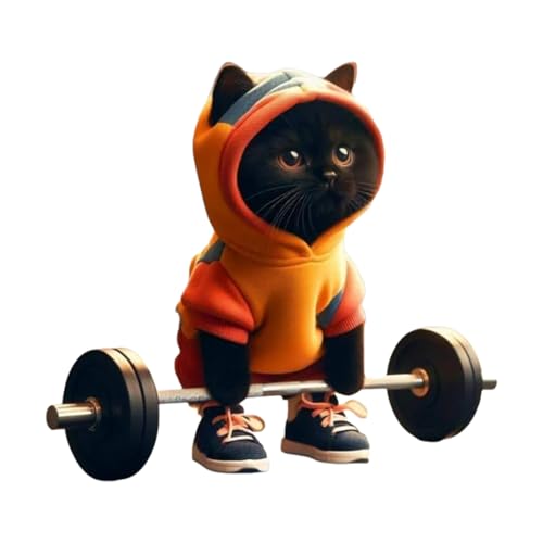 puzzlegame Cute Fitness Cat Sculpture | 4,72 Zoll süße Katzen Deko | Kreative Katzenfiguren als Heim Dekoration | Cartoon Katzen Skulpturen, Katzendeko Geschenke für Katzenliebhaber von puzzlegame