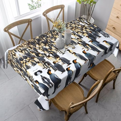Rechteckige Tischdecke, Motiv: Pinguine im Schnee, für Hochzeiten, 89 x 140 cm, wiederverwendbar, für Partys, Picknick, Terrassendekoration von pvinnk
