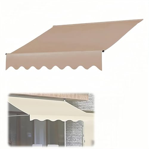 Ersatzstoff für einziehbare Markisen PVC Stoff mit UV-Schutz Markisenbespannung für den Außenbereich, Gartenmarkise, Ersatzstoff, Sonnenschutz, Unterstand für Hof, Deck, Balkon(Elfenbein,2.5m) von pykaaiiu