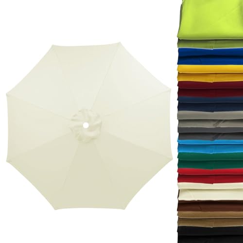Sonnenschirm Ersatzbezug 6 Streben 8 Streben Anti-UV Aus Polyester - Terrassenschirm Bespannung Stoffbezug, Gartenschirm Ersatz-Überdachung, Für Ampelschirm, Hof, Garten, Strand, Pool(Beige,3.0m-8) von pykaaiiu