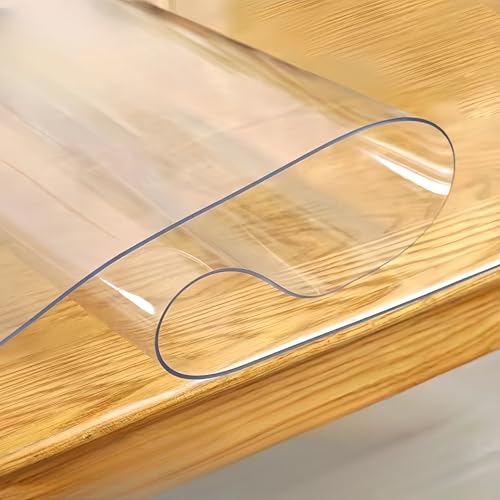 Tischschutz-Folie Plastik-TischdeckeGlasklar Folie Tischfolie Transparent,PVCProtectedTableProtectorFettdicht,FürEsstischCouchtischUndSchreibtischSie können es selbst bastelnDIY(1.8mm,90 * 140cm) von pykaaiiu