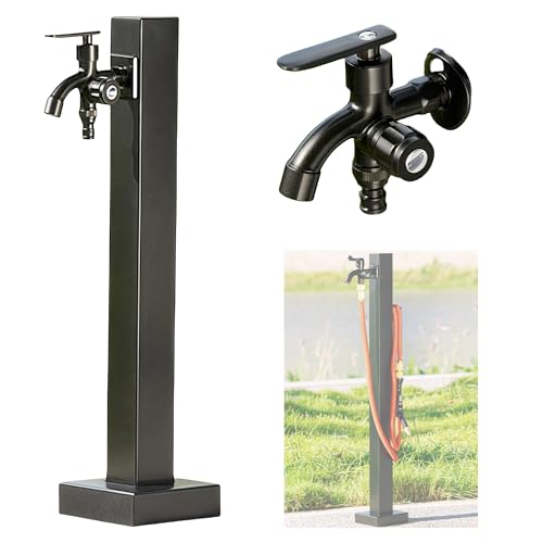 Wasserhahn frostsicher außen wasserzapfsäule garten aus Edelstahl 304 mit Wasserhahn Frostschutzhydrant-Wasserspender für den Außenbereich, Geeignet zur Gartenbewässerung, Autowäsche, usw.(A) von pykaaiiu