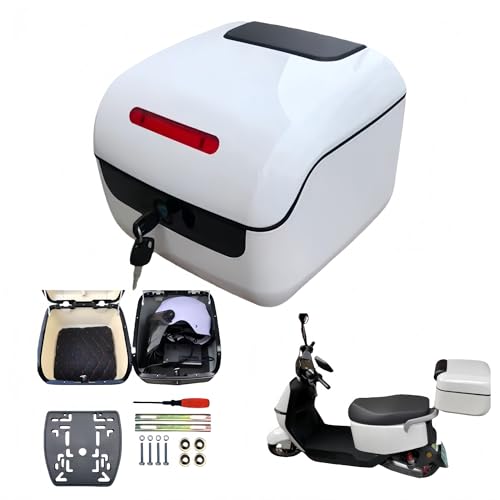 pykaaiiu Aluminium Motorradkoffer Topcase Helmkoffer Roller Koffer Motorrad Motorrad Heckkoffer Für Roller,Scooter,Mofa,Quad,Wasserdicht Helmkoffer Rollerkoffer(Weiß) von pykaaiiu