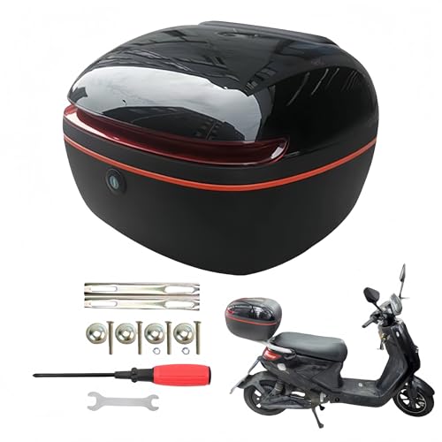 pykaaiiu Motorradkoffer Kofferraum Motorrad Heckbox Mit Sicherheitsschloss, 25L Top Case Rollerkoffer Helmkoffer für Roller Fahrradbox Diverse Farben zur Auswahl(Schwarz) von pykaaiiu