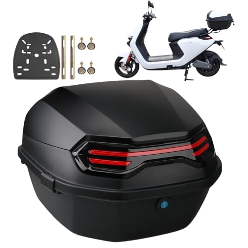 pykaaiiu Motorradkoffer Kofferraum Motorrad Heckbox Mit Sicherheitsschloss, Top Case Rollerkoffer Helmkoffer für Roller Fahrradbox Diverse Farben zur Auswahl(Mattschwarz) von pykaaiiu