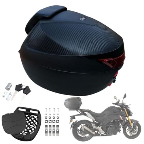 pykaaiiu Motorradkoffer Kofferraum Motorradkoffer Top Case Roller Koffer Helmkoffer PP-Abdeckung 33L Motorrad Kofferraum Mit Press-Lock-Schließsystem Für Roller, Motorrad, Mofa & Quad(Schwarz) von pykaaiiu