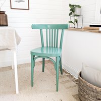 Vintage Kaffeehausstuhl Bistrostuhl Mid Century Bistro Streben Holzstuhl Skandi Küche Esszimmer Esszimmerstuhl Stuhl Türkis Bugholz von pytInterior