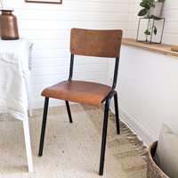 Vintage Stuhl Holz Schwarz Metall Schulstuhl Mid Century Esszimmerstuhl Küchenstuhl Danish Design Architekt Industrial Loft von pytInterior