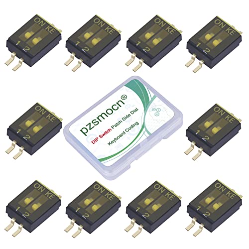 Pzsmocn 10 Stück 2 Positionen/4 Poliger Zweireihig 1,27 mm Rastermaß Schwarzer Horizontaler Kippschalter DIP Schalter SMT Patch Vergoldet, Hochtemperaturbeständige Folie, Für PCB Elektronik Projekt. von pzsmocn