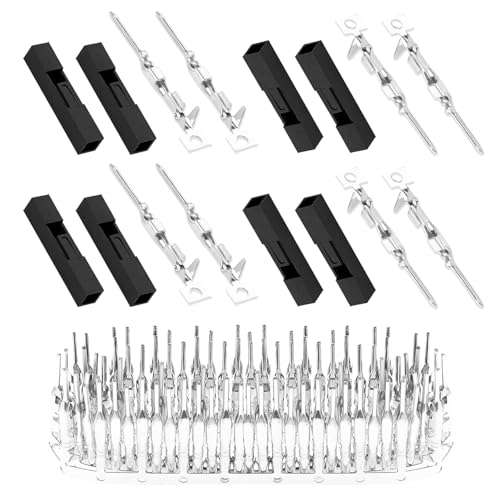 pzsmocn 100 Sets/200 Stück für Dupont 2,54 mm Pitch 1 Pin Adapterstecker Männliches Gehäuse Schwarze Steckdose Klemmen Kompatibles Kabel 30–26 AWG Zubehör, Header-Crimp-Pin-Kit von pzsmocn