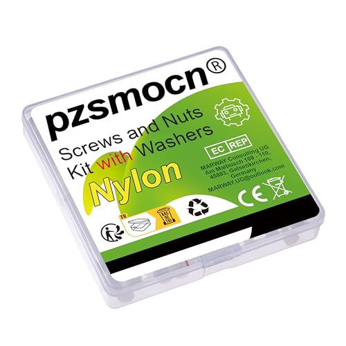 Pzsmocn 150 Stück/50 Sätze M6*15 mm Weißes Nylon Kunststoff Äußeres Sechseck Schrauben-Muttern-Kombinationsset mit Isolierscheibe, Standardgröße für Heimwerker und Elektronische Montage. von pzsmocn