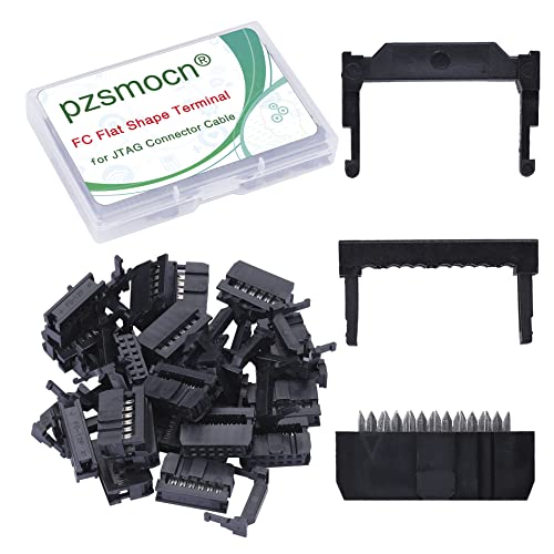 Pzsmocn 20 Sätze IDC 2*6 Zweireihig 12 Poliger Rechteckiger Buchsensteckverbinder FC Flache Weibliches Terminal 3 Teiliges Set 2,54 mm, 12 Poliger FC Adapter Flache Terminal für JTAG-Anschlusskabel. von pzsmocn