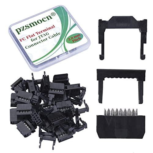 Pzsmocn 20 Sätze IDC 2 * 4 Zweireihig 8 Poliger Rechteckiger Buchsensteckverbinder FC Flache Weibliches Terminal 3 Teiliges Set 2,0 mm, 8 Poliger FC Adapter Flache Terminal für JTAG-Anschlusskabel. von pzsmocn