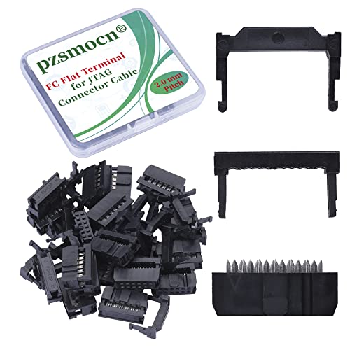 Pzsmocn 20 Sätze IDC 2 * 6 Zweireihig 12 Poliger Rechteckiger Buchsensteckverbinder FC Flache Weibliches Terminal 3 Teiliges Set 2,0 mm, 12 Poliger FC Adapter Flache Terminal für JTAG-Anschlusskabel. von pzsmocn