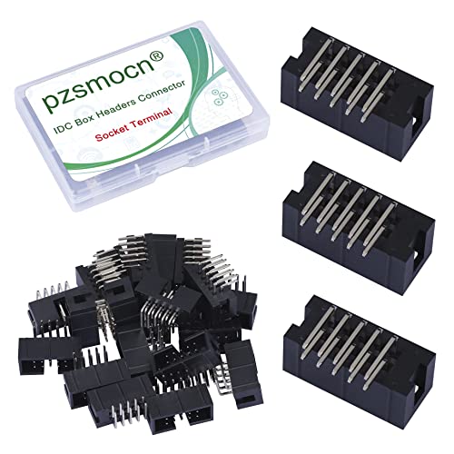 Pzsmocn 20 Stück IDC 2*5 Zweireihig 10 Poliger Box Steckverbinder Männliche SMT Buchsenklemmen 2,54 mm Rastermaß, JTAG ISP 10 Poliger Anschluss Adapter SMT Buchsenklemmen für PCB Elektronikprojekte. von pzsmocn