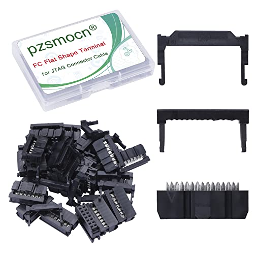 Pzsmocn 20 Sätze IDC 2*7 Zweireihig 14 Poliger Rechteckiger Buchsensteckverbinder FC Flache Weibliches Terminal 3 Teiliges Set 2,54 mm, 14 Poliger FC Adapter Flache Terminal für JTAG-Anschlusskabel. von pzsmocn