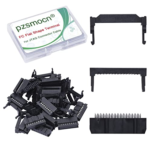 Pzsmocn 20 Sätze IDC 2*8 Zweireihig 16 Poliger Rechteckiger Buchsensteckverbinder FC Flache Weibliches Terminal 3 Teiliges Set 2,54 mm, 16 Poliger FC Adapter Flache Terminal für JTAG-Anschlusskabel. von pzsmocn