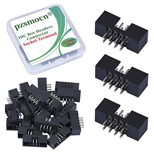 Pzsmocn 20 Stück IDC 2 * 4 Zweireihig 8 Poliger Box Steckverbinder Männliche Buchsenklemmen 2,0 mm Rastermaß, JTAG ISP 8 Poliger Gerade Einführen Adapter Buchsenklemmen für PCB Elektronikprojekte. von pzsmocn