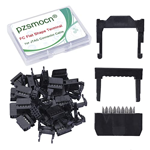 Pzsmocn 20 Sätze IDC 2 * 4 Zweireihig 8 Poliger Rechteckiger Buchsensteckverbinder FC Flache Weibliches Terminal 3 Teiliges Set 2,54 mm, 8 Poliger FC Adapter Flache Terminal für JTAG-Anschlusskabel. von pzsmocn