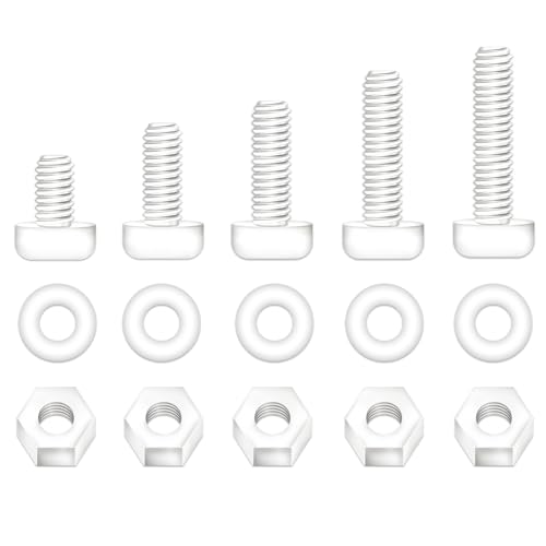 Pzsmocn 300 Stück/100 Sätze M3*15 mm Weiß Nylon Kunststoff Kreuzschlitz Rundkopfschrauben-Sechskantmuttern mit Isolierscheibe Standardgröße, für Heimwerker und Elektronische Montage. von pzsmocn