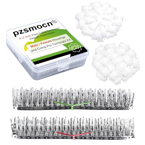 Pzsmocn 300 Stück / 30 Sätze 4,2 mm Rastermaß 4 Poliger Kfz-Kabelstecker-Adapter Baugruppe Männliches/Weibliches Gehäuse und Crimp-Pin-Klemmen-Kit. Für AWG24#-Kabel. von pzsmocn