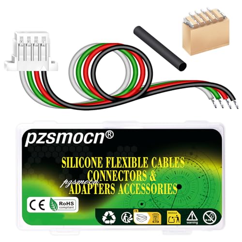 pzsmocn 10 Sets/40 Stück Mini Micro JST-SH-SMD-VHR 1,0 mm 4-polig 30AWG Silikon-Kabeladapter-Set, Buchse mit vorgecrimptem Kabel (20 cm) und IC-Stecker (für LED-Streifen, RC-Spielzeug, Batterien) von pzsmocn
