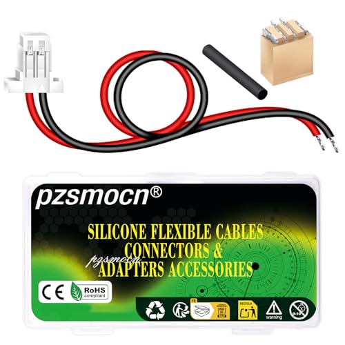 pzsmocn 20 Sets/80 Stück Mini Micro JST-SH-SMD-VHR 1,0 mm 2-polig 30AWG Silikon-Kabeladapter-Set, Buchse mit vorgecrimptem Kabel (20 cm) und IC-Stecker (für LED-Streifen, RC-Spielzeug, Batterien) von pzsmocn
