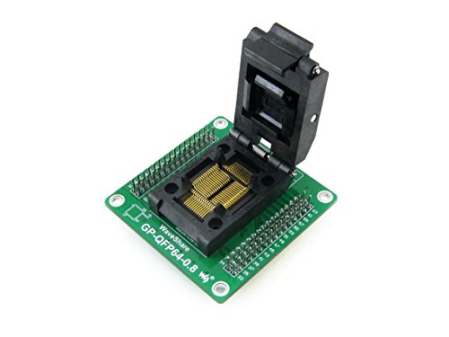pzsmocn Clamshell Programming Connector/Converter/Adapter GP-QFP64-0.8 (with PCB), 64-Pin, 0.8mm Pitch, Yamaichi IC Test Burn-in Socket, Applied to QFP64, PQFP64, TQFP64, LQFP64 Packages. von pzsmocn
